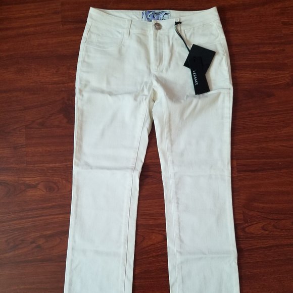 NWT Versace Italian White Jeans Pants Size 25